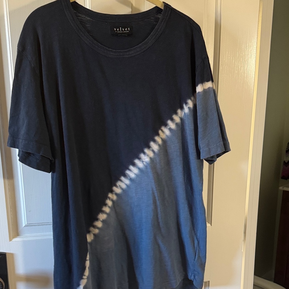 VELVET BY GRAHAM & SPENCER | Men's Tie Dye Short Sleeve Navy and White Tee